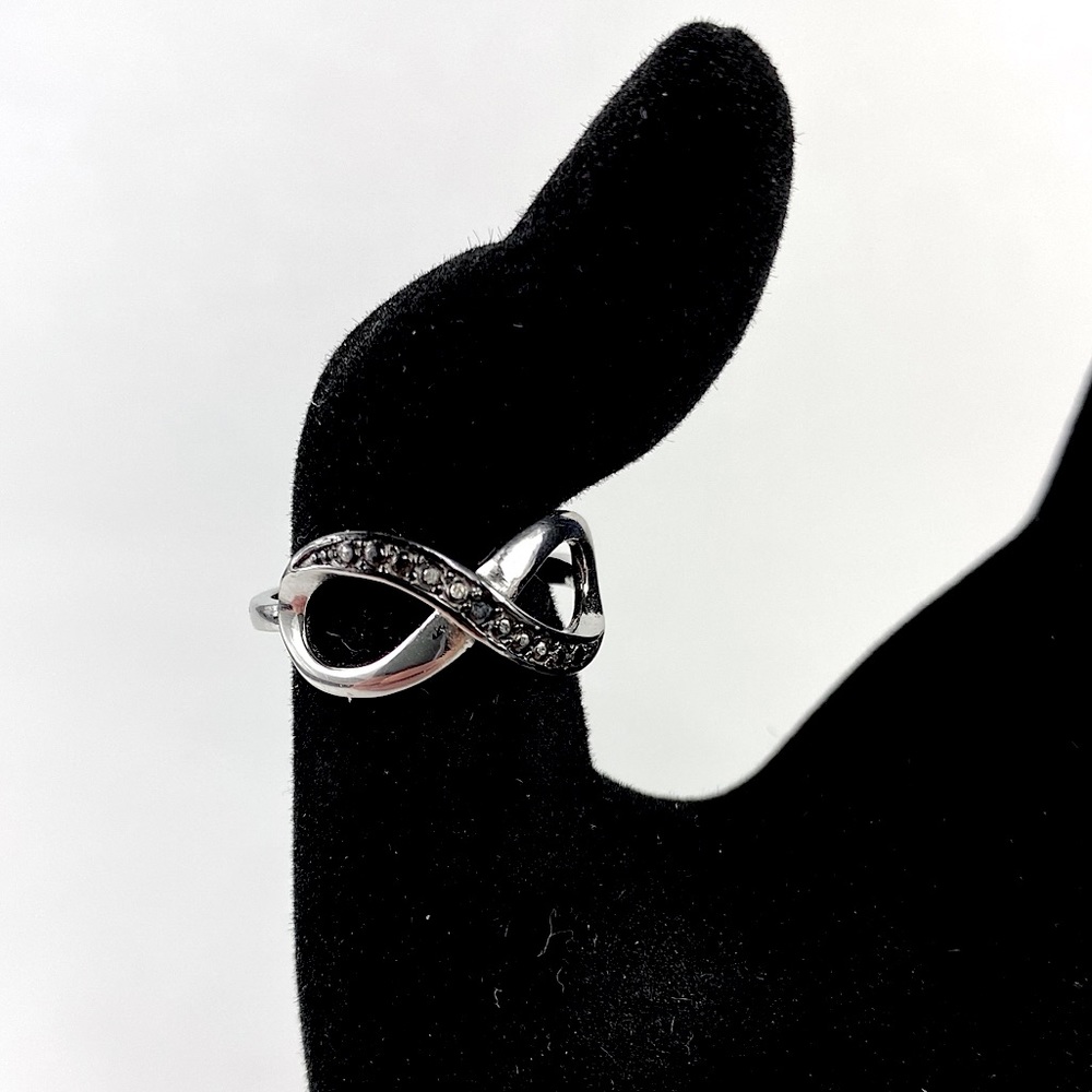STERLING SILVER BLACK CZ INFINITY BAND CIJ